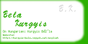 bela kurgyis business card